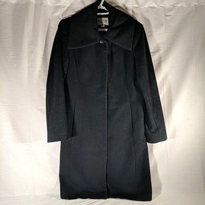 Cole Haan Wool Coat, Trench Long Pea Car Outerwear Black size 8 women's snap